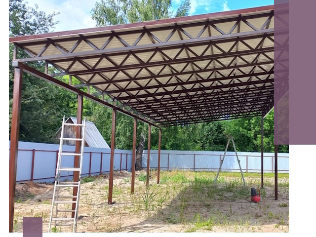 Односкатные навесы под ключ в Санкте-Петербурге — изготовление и монтаж