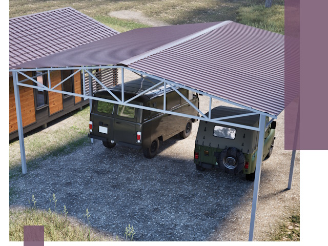 Двускатные навесы под ключ в Санкте-Петербурге — изготовление и монтаж